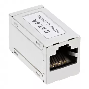 InLine Cat.6A adaptér, úplne tienený, kov, 2x RJ45 F/F, 1:1