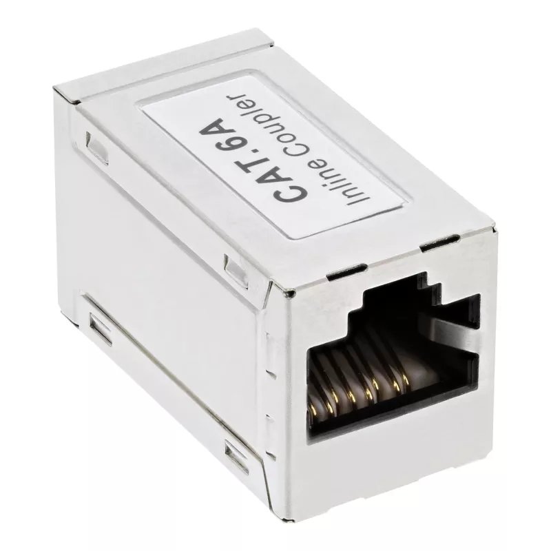 InLine Cat.6A adaptér, úplne tienený, kov, 2x RJ45 F/F, 1:1