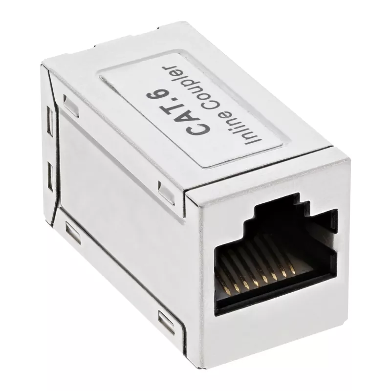 InLine Cat.6 adaptér, tienený, kov, 2x RJ45 F/F, 1:1