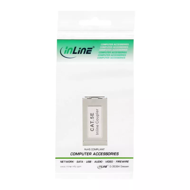 InLine Cat.5e adaptér, úplne tienený, kov, 2x RJ45 F/F, 1:1