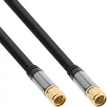 InLine Premium SAT kábel, 4-násobne tienený, 2x F konektor samec, >110 dB, čierny, 3 m