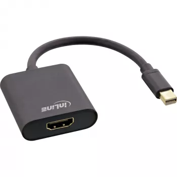 Mini DisplayPort na HDMI adaptér InLine 4K/60Hz s audiom, hliník, 0,15 m, čierny