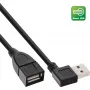 InLine USB 2.0 Smart kábel zahnutý + obojstranný Type-A konektor samec / konektor samica čierny 0,2 m
