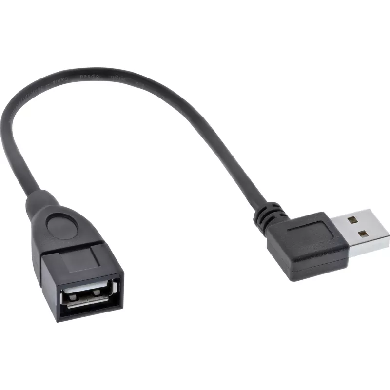 InLine USB 2.0 Smart kábel zahnutý + obojstranný Type-A konektor samec / konektor samica čierny 0,2 m