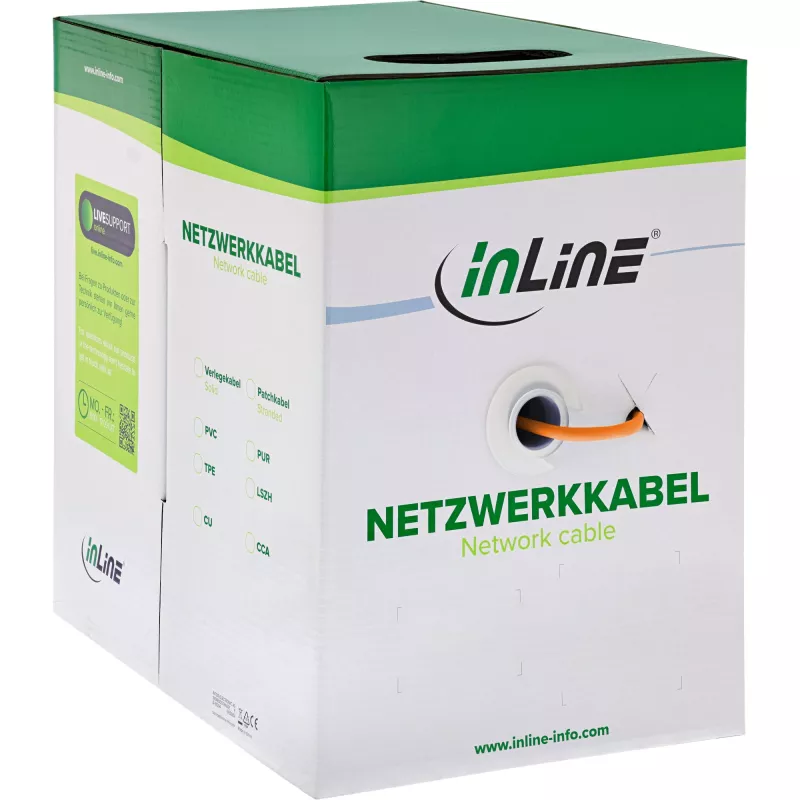 InLine pevný inštalačný kábel 250MHz S/STP Cat.6 CU AWG23 bezhalogénový 500m