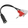 InLine audio plochý adaptérový kábel pre slúchadlá, 2x 3,5 mm konektor samec na 3,5 mm konektor samica 3-polohový, 0,15 m