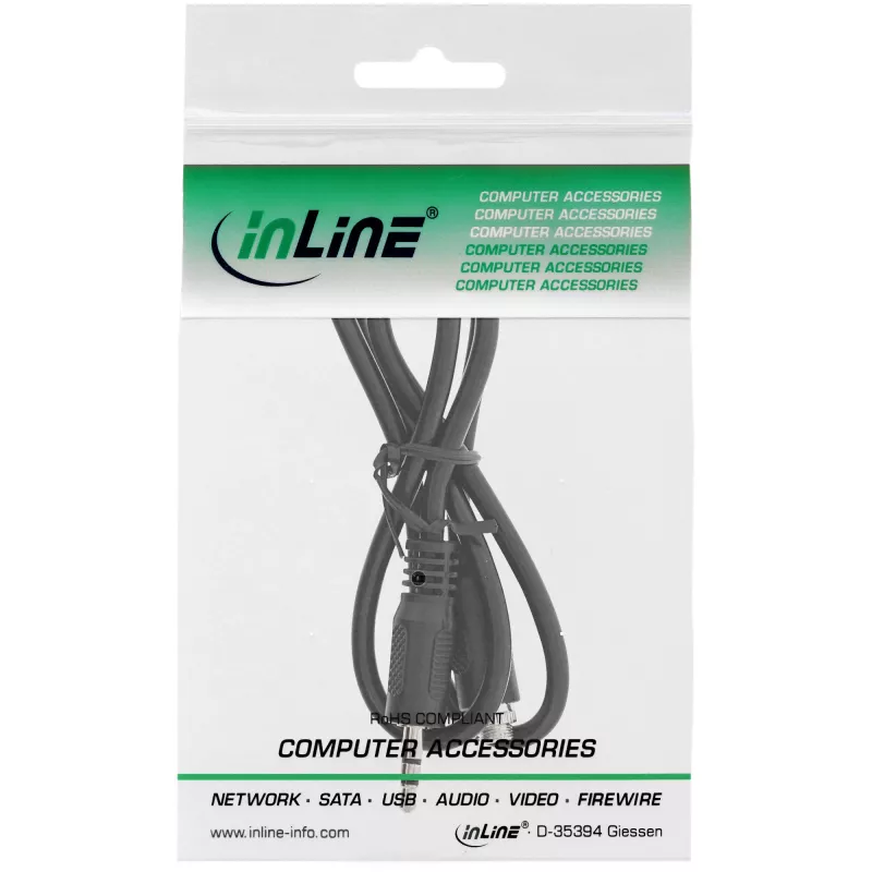 InLine audio adaptérový kábel, 3,5 mm stereo konektor samec/samica so závitom, 0,6 m