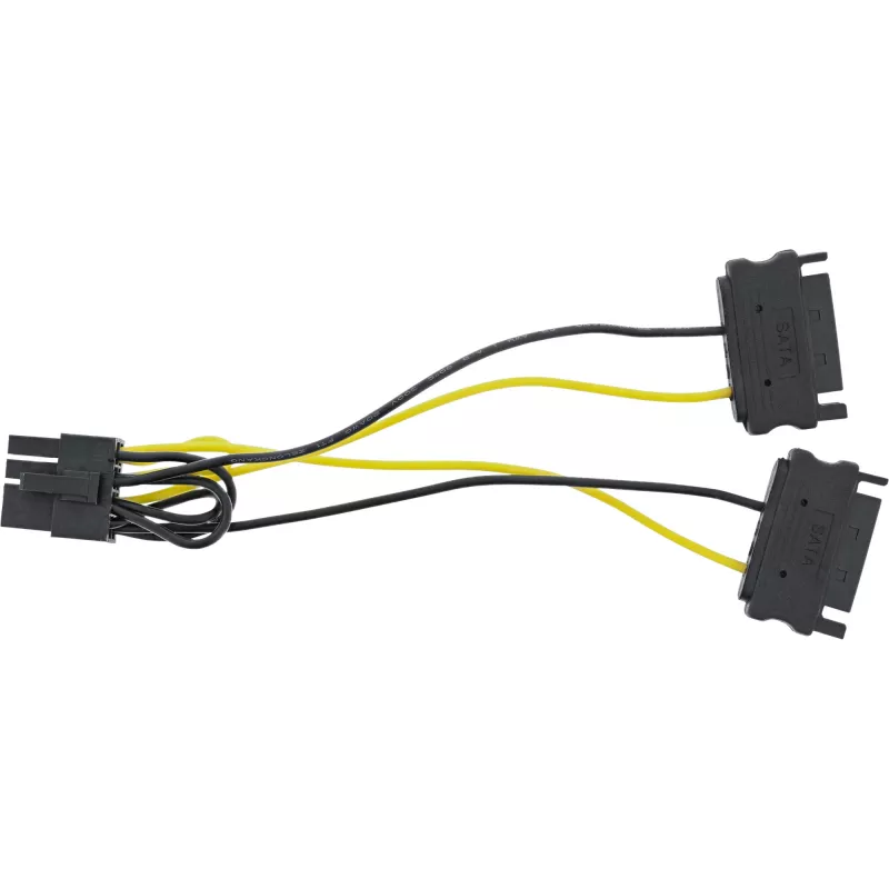 InLine napájací adaptérový kábel, 2x SATA konektor samec / 8pin PCI-Express konektor samec, 0,15 m