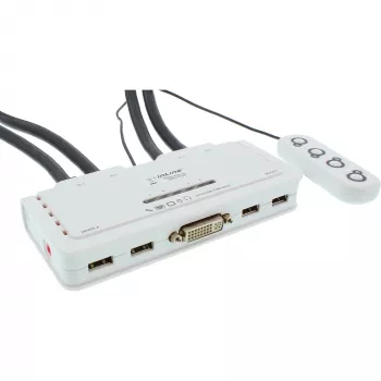 InLine KVM prepínač 4 porty DVI-D + USB + audio vrátane 2 káblových sád
