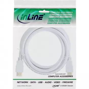 InLine High Speed HDMI kábel s Ethernetom, M/M, biely, pozlátené kontakty, 1,5 m