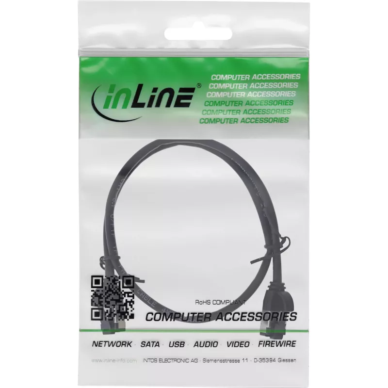 InLine patch kábel tenký, U/FTP, Cat.8.1, TPE bezhalogénový, čierny 0,3 m