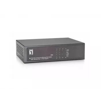 LevelOne 8-port Fast Ethernet PoE switch, 802.3at/af PoE, 4 PoE výstupy, 65W