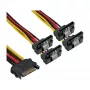 InLine SATA napájací 1-na-4 kábel samica / 4x SATA konektor samec zahnutý so zaistením 0,15 m