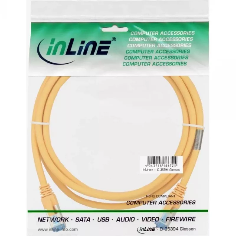 InLine patch kábel S/FTP PiMF Cat.6A bezhalogénový 500 MHz žltý 1,5 m