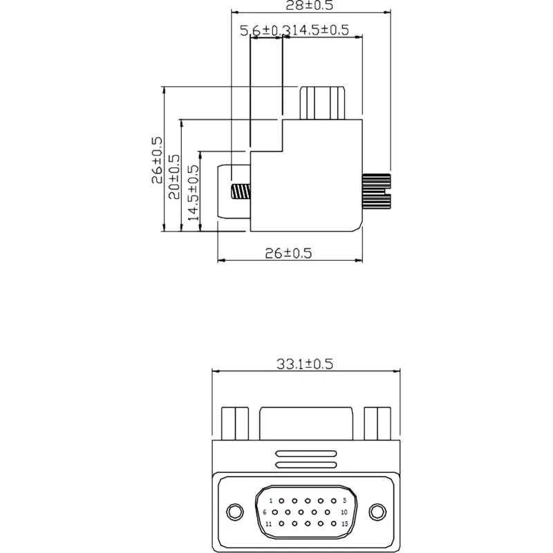 InLine VGA adaptér 90° 15 Pin konektor samec / samica, InLine, 37248I