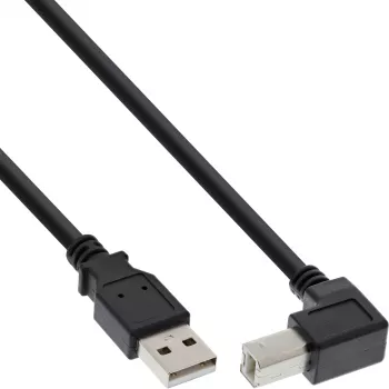 InLine USB 2.0 kábel zahnutý Type-A konektor samec / B konektor samec, čierny, 3 m