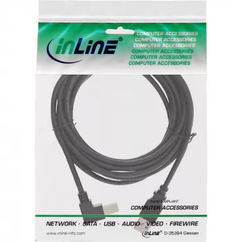 InLine USB 2.0 kábel zahnutý Type-A konektor samec / B konektor samec, čierny, 2m
