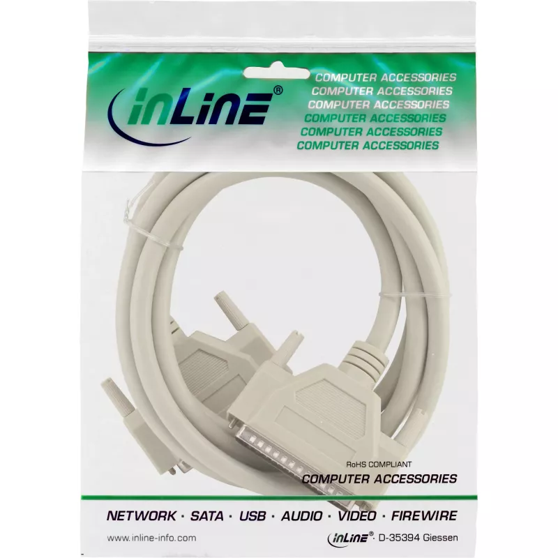 InLine sériový predlžovací kábel 37 Pin DB37 konektor samec/samec priamy 5 m
