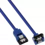 InLine SATA 6Gb/s okrúhly kábel modrý 90° zahnutý so zámkami 0,3 m