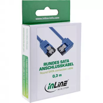 InLine SATA 6Gb/s okrúhly kábel, jednostranne 90° uhol, so zámkami, 0,3 m