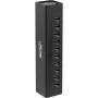 InLine USB 3.0 10 portový hub hliníkové puzdro s 4A napájacím zdrojom, čierny