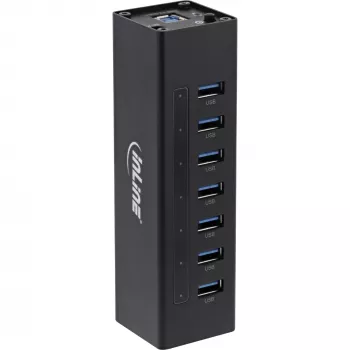 InLine USB 3.0 hub, 7 portov, hliníkové puzdro, s 2,5A napájacím zdrojom