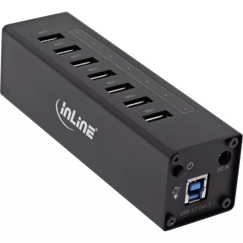 InLine USB 3.0 hub, 7 portov, hliníkové puzdro, s 2,5A napájacím zdrojom