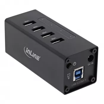 InLine USB 3.0 hub, 4 porty, hliníkové puzdro, s 2,5A napájacím zdrojom