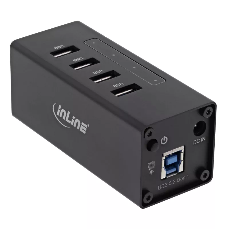 InLine USB 3.0 hub, 4 porty, hliníkové puzdro, s 2,5A napájacím zdrojom
