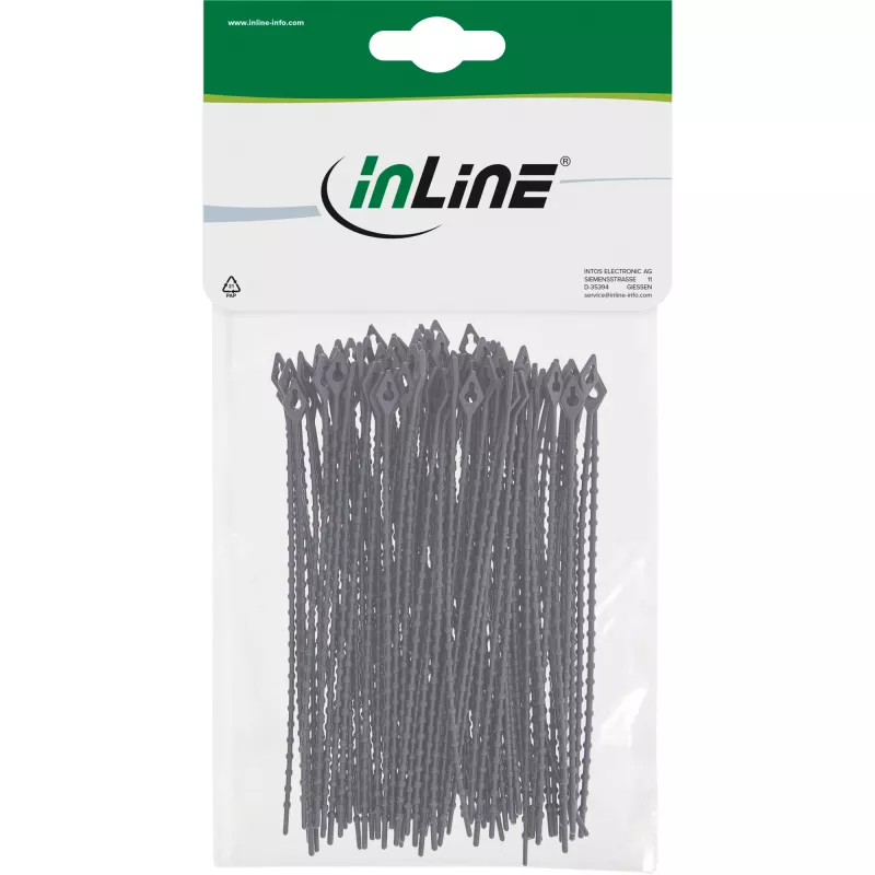 Káblový viazač InLine 100 mm čierny, balenie 100 ks — dĺžka 100 mm, čierny, 100 ks