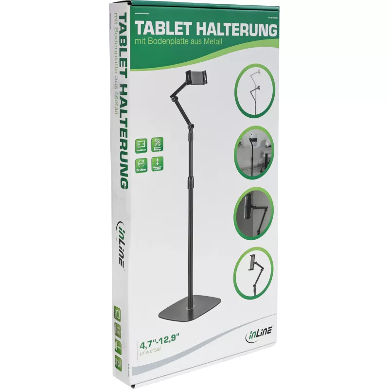 InLine držiak na tablet s kovovou základňou, do 12,9 palcov, čierny