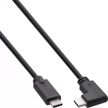 InLine USB 3.2 Gen.2 kábel, USB-C konektor samec/samec zahnutý, čierny, 1,5 m