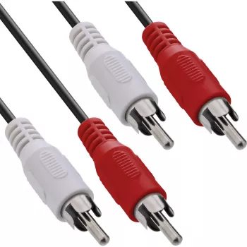 InLine audio kábel, 2x RCA M/M 1m, konektor samec, 2 x RCA, konektor samec, 1 m, čierny