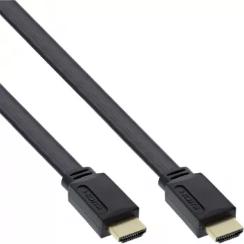 InLine HDMI plochý kábel High Speed kábel s Ethernetom, pozlátený, čierny, 1,5 m