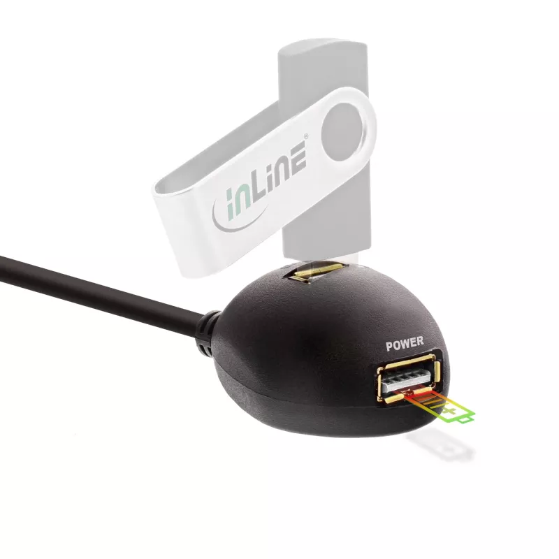 InLine USB 3.2 Gen.1 kábel USB Type-A M / A W + napájanie, so stojanom, čierny, 3m