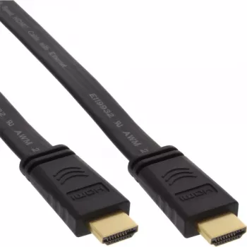 InLine HDMI plochý kábel High-Speed kábel s Ethernetom pozlátený čierny 2 m