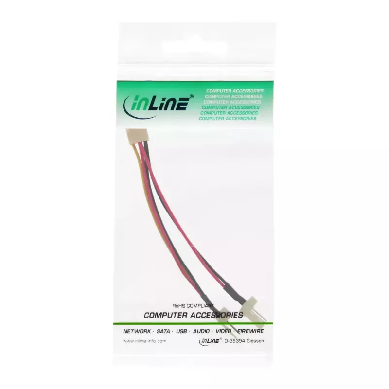 InLine adaptér ventilátora Y kábel 3pin Molex konektor samica / 2x 3pin Molex konektor samec 100 ks