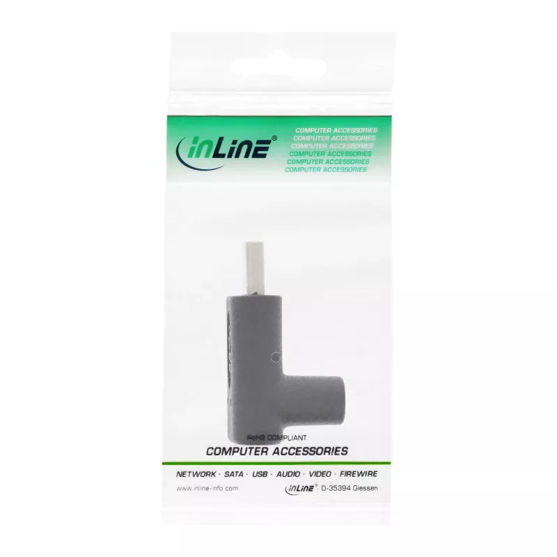 USB 3.2 Gen.2 adaptér InLine 35807 USB-C konektor samec na C konektor samica hore/dole zahnutý