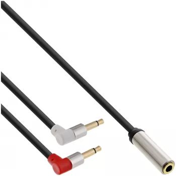 InLine tenký audio kábel pre letecké sedadlo 2x 3,5 mm konektor samec na 1x 3,5 mm konektor samica, 1 m