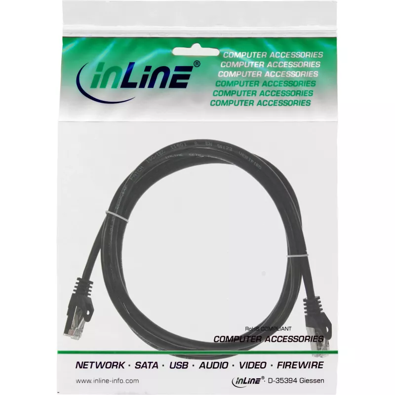 InLine patch kábel SF/UTP Cat.5e čierny 2m, 2 m, Cat5e, SF/UTP (S-FTP), RJ-45, RJ-45, čierny