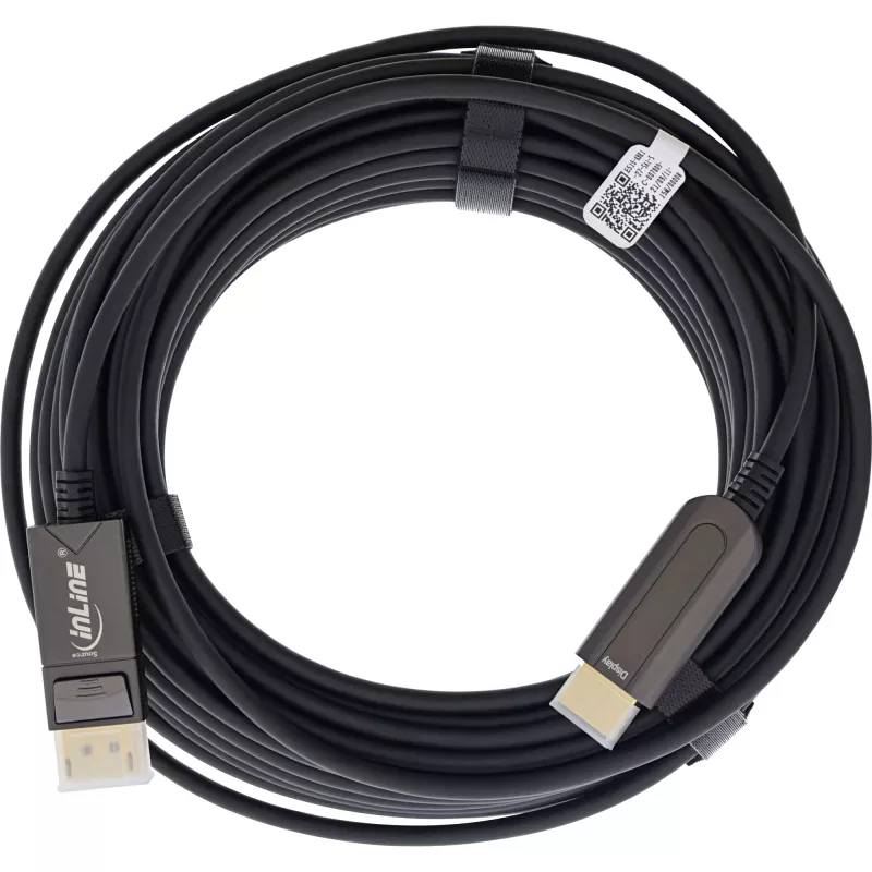 InLine DisplayPort na HDMI AOC konvertorový kábel, 4K/60Hz, čierny, 20m