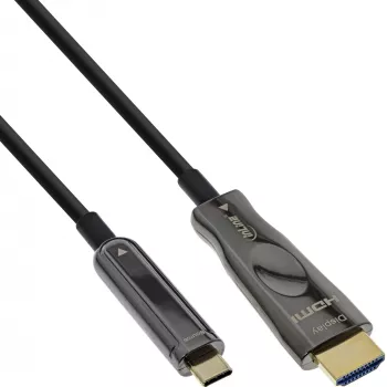 InLine USB Display AOC kábel, USB-C konektor samec na HDMI konektor samec (DP Alt Mode), 50m