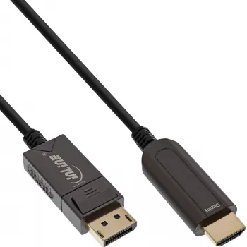 InLine DisplayPort na HDMI AOC konvertorový kábel, 4K/60Hz, čierny, 50m