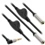 InLine tenký audio Y kábel 3,5 mm konektor samec / 2x konektor samica, s regulátorom hlasitosti 0,25 m