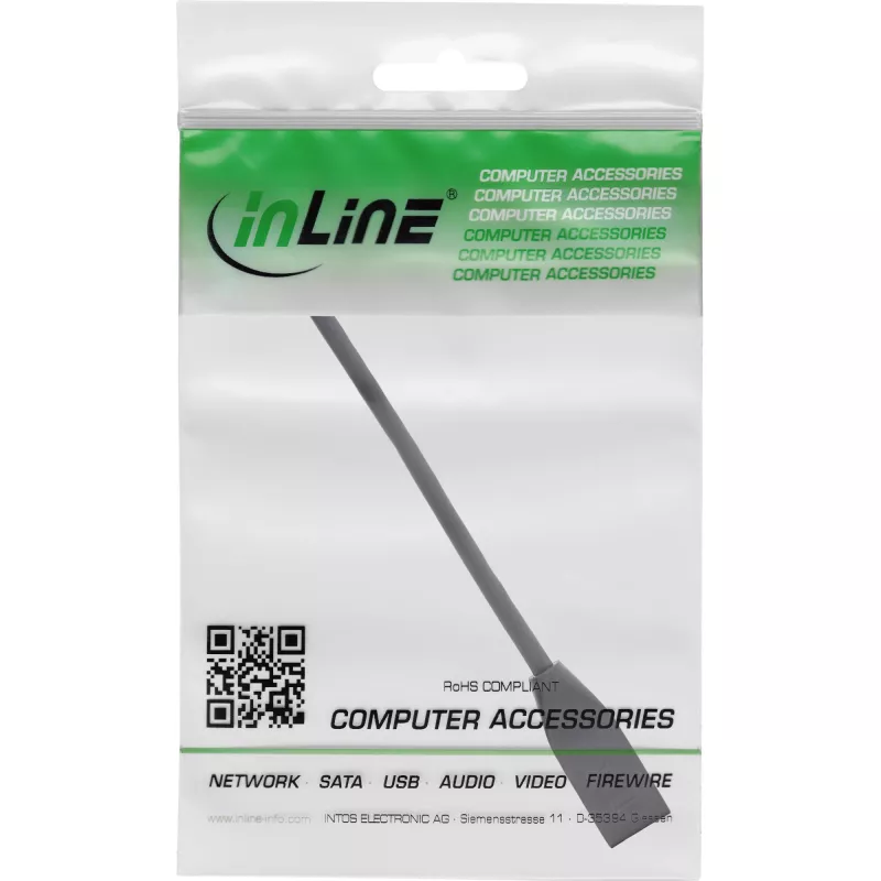 InLine RJ45 ochrana rozhrania Cat.6A S/FTP, RJ45 M/F, čierna, 0,2 m