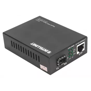 Intellinet Gigabit PoE+ mediálny konvertor, 1 x 1000Base-T RJ45 port na 1 x SFP port, PoE+ injektor