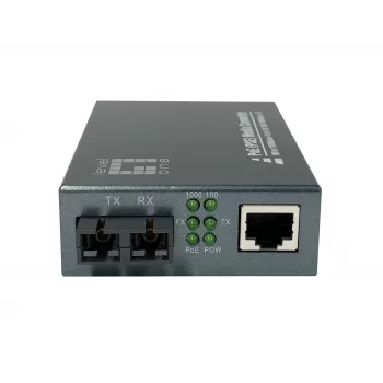 LevelOne RJ45 na SC Gigabit mediálny konvertor, PoE PSE, multimódové vlákno, 0,5 km