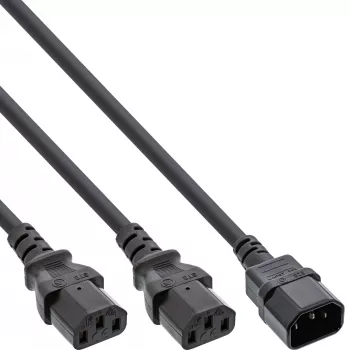 InLine napájací Y kábel nemecký typ F 1x IEC-C14 na 2x IEC-C13 3 m
