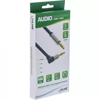 InLine tenký audio kábel 3,5 mm konektor samec / samec zahnutý stereo 2 m