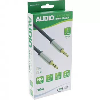 InLine tenký audio kábel 3,5 mm konektor samec / samec, stereo, 10 m